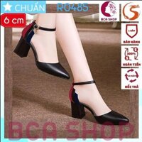 Giày cao gót nữ bít mũi 6 phân RO485 ROSATA thân sau phối 3 màu lạ mắt và sành điệu, quai sau cài ôm cổ chân - màu đen tại BCASHOP - 38