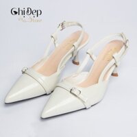 Giày cao gót nữ bít mũi da sần NC store, giày cao gót da sần đính khuy 7 phân mã U91