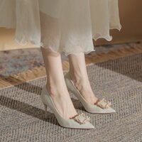 Giày cao gót nữ bít mũi đá ngọc gót nhọn, Sandal nữ cao gót 9 phân ShinNee mã Hh74