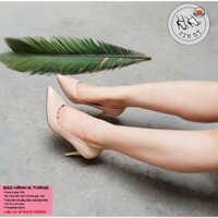 Giày cao gót nữ bít mũi gót nhọn thời trang da trơn 7 phân màu nude (CINDY SHOES)