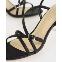 Giày cao gót nữ Charles&Keith, giày cao gót sandal quai ngang chéo hiện đại dễ phối trang phục, màu đen, size 35