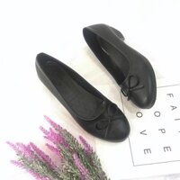 Giày cao gót nữ công sở da lì gót vuông đế 5cm hàng VNXK cao cấp