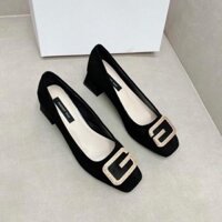 Giày cao gót nữ da lộn gót vuông hàng loại 1