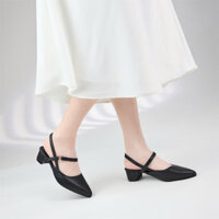 Giày Cao Gót Nữ Dáng Slingback Bít Mũi, Giày Nữ Đế Gót Vuông Cao 5cm Thanh Lịch, Thời Trang.