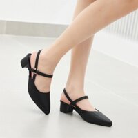 Giày Cao Gót Nữ Dáng Slingback Bít Mũi, Giày Nữ Đế Gót Vuông Cao 5cm Thanh Lịch.Hanny.shoes