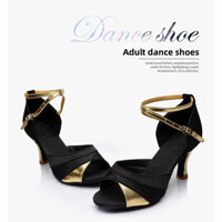 Giày cao gót nữ dành cho người lớn màu đen Satin Latin Dance Cha Cha Giày khiêu vũ Đế mềm