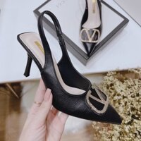 Giày cao gót nữ đế nhọn mũi nhọn V đá 8 phân, Giày sandal 8p mũi nhọn hở gót