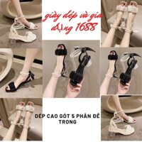 Giày cao gót nữ đế vuông thắt nơ 5 phân, giày sandal 5 phân quai ngọc siêu hot 2022