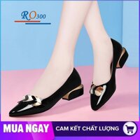 Giày cao gót nữ đẹp đế vuông 2cm hàng hiệu rosata hai màu đen xanh ro300