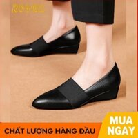 Giày cao gót nữ đẹp đế xuồng 3 phân màu đen trắng hàng hiệu rosata ro402