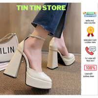 Giày cao gót nữ đúp trước đế vuông gót 12cm xinh xắn