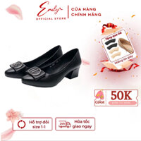 Giày Cao Gót Nữ Emily Giày Công Sở Dáng Basic Trơn Đế Cao 4cm Đính Nơ Da Mềm Mịn Êm chân - EM21M
