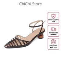 Giày cao gót nữ, giày cao gót sandan mũi nhọn đế gỗ cao cấp cao 5cm - CG04