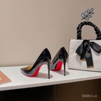Giày cao gót nữ, gót mỏng, mới mùa hè, đế đen đỏ, mũi nhọn 10cm, giày đơn JGV4
