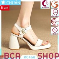 Giày cao gót nữ hở mũi cao 8 phân RO468 ROSATA tại BCASHOP quai sau cài ôm cổ chân - màu trắng - 38