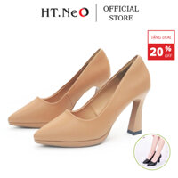 Giày Cao Gót Nữ HT.NeO Da Thật Cao Cấp ,Thiết Kế Đế Đúp Gót Trụ Cao 9cm, Giày Bít Mũi Nhọn Tôn Dáng CS15