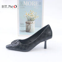 Giày Cao Gót Nữ HT.NEO Da Thật Cao Cấp ,Gót Cao 5cm ,Thiết Kế Dập Caro ,Kiểu dáng Trẻ Trung , Thanh Lịch CS10