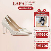 Giày cao gót nữ LAPA 9cm mũi nhọn gót nhọn dáng slingback đính ngọc màu trắng - LP057