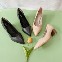 Giày cao gót nữ Maxroller xuất Nhật gót vuông 5cm da thật toàn bộ đế siêu êm-giày nữ cao cấp gót chống xước(ảnh thật)