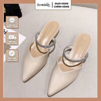 Giày Cao Gót Nữ Mũi Nhọn Chính Hãng Quỳnh Shoes 7p, Quai Hậu Đính Đá Siêu Đẹp - Giày Cao Gót Nữ