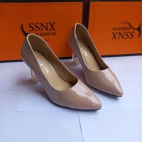 Giày cao gót nữ mũi nhọn da bóng cao 7cm