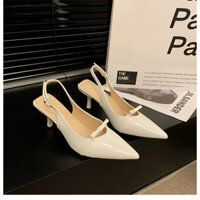 Giày cao gót nữ mũi nhọn đính nơ cao 6cm cực xinh, lolita