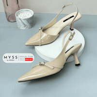 Giày cao gót nữ MYSS mũi nhọn khoét eo dây chéo phối khóa 6cm cao cấp thời trang - CG314
