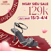 Giày cao gót nữ quai ngang đính đá lấp lánh mũi tròn gót cao 7p, Sandal cao gót quai chéo đính đá gót ly cao 9p m136