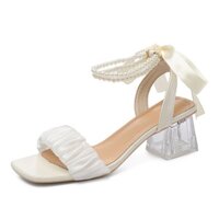 Giày cao gót nữ quai voan nhún 5 phân, giày sandal nữ quai ngọc 5 phân Uyên Oliver Shoes mã CD44