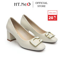 Giày Cao Gót Nữ Thời Trang HT.NeO Da Êm Mềm , Gót Vuông Cao 6,5cm ,Thiết Kế Mũi Tròn Classic Sang Trọng , Lịch Sự