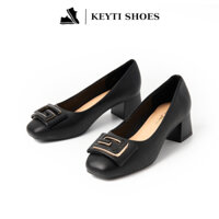 Giày cao gót nữ thời trang KEYTI mũi tròn đính G, đế vuông 4,5 cm