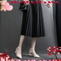 Giày Cao Gót Phong Cách Vintage Cao 5CM 2 Màu Nu, Kem mã XKC26