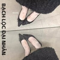 Giày cao gót Polka Dot Bow kiểu Pháp dành cho nữ Máy bơm mũi nhọn mới