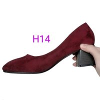 Giày Cao Gót QC HAAN'S mã H14 màu đỏ đô đế vuông cao 5p