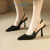 Giày cao gót ROSATA RO567 gót nhọn 8p bít mũi nhọn quai hậu khóa xích cài