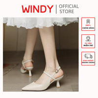 Giày Cao Gót Slingback 3cm WINDY Bít Mũi Công Sở Chất Da Bóng CG-0655