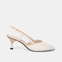Giày Cao Gót Slingback Gót 2 Màu Màu Trắng Kem Juno CG07105