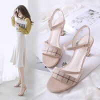 Giày Cao Gót Sọc Ca Rô Thời Trang Nữ Mới 2022