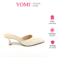 Giày cao gót sục YOMI mũi nhọn 6 phân chất da PU êm mềm sang trọn, dép guốc công sở - SY0677HW