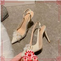 Giày cao gót thời trang kim tuyến, giày cưới sang chảnh blingbling 8 phân mã BBC127