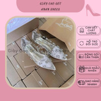 Giày Cao Gót Trong Suốt Dáng Bệt 2 Phân, Quai Trong Suốt Đính Đá Xung Quanh, Đá Được Tán Đinh, Giày Búp Bê - Anan Shoes