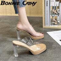 Giày cao gót trong suốt hiện đại Bonnie Cathy có đế nhọn ổn định - Có sẵn ở Kaki