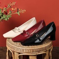 Giày Cao Gót Trụ Vát 6.5cm Chắc Chắn, Thanh Lịch, Phom Mũi Vuông Thon Dài Cùng Thiết Kế Quai Ngang Làm Điểm Nhấn