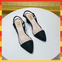 GIÀY CAO GÓT VUÔNG CAO 5 PHÂN - GIÀY CAO GÓT MŨI NHỌN CHÂT NHUNG ĐI SIÊU EM SẴN MÀU ĐÊN 7047