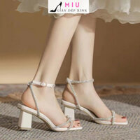 giày cao gót vuông dây đá sang chảnh đi tiệc,đi làm êm ái,giày học sinh, sandal dây đá- miugiaydepxink