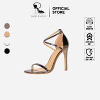 Giày cao gót xăng đan nữ 2HEELS HOLIC gót nhọn 8cm, cao gót đen quai mảnh hở mũi da pu bóng H07