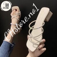 Giày cao gót xỏ ngón, dép nữ quai mảnh dây xoàn 5p Mã- H24