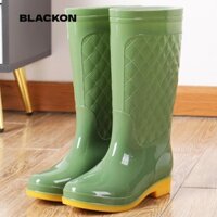 Giày Cao Su BLACKON, Giày Nước Ống Cao Chống Trơn Trượt Kẻ Sọc, Đế Tuyết Cao Cấp Giày Đi Mưa Chống Thấm Nước Tuyết