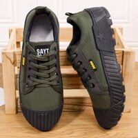 Giày cao su đế bằng chống trượt thoáng khí giày vải giày làm việc thông thường thoải mái và bền