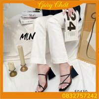 {Giày chất} Sandal cao gót kẹp ngón quai mảnh, guốc cao gót 8 phân gót lục giác  mã L164 M7242